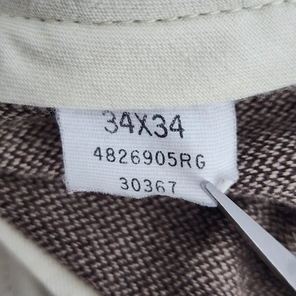 Polo Ralph Lauren Pants Men 34x32 Brown Micro Herringbone Pleated Cuffed Vintage
